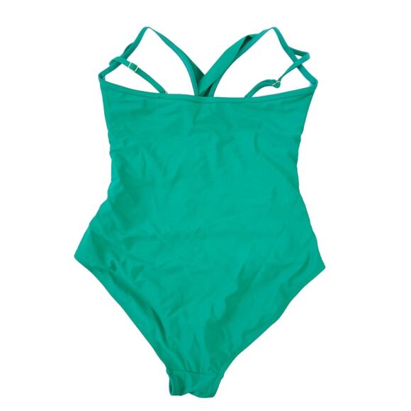 NEW Hilor One Piece Swimsuit Size 10 Kelly Green, Ruching, Sof Shell Cups, Swim - Picture 2 of 3